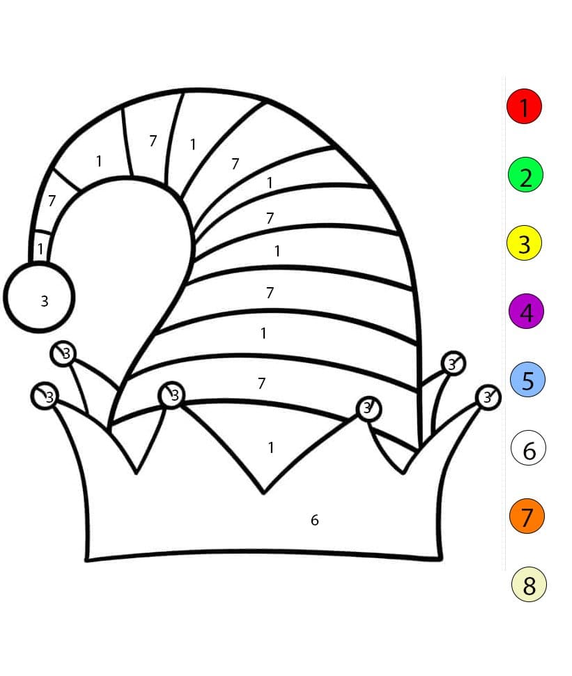 Elf Helmet Color By Number