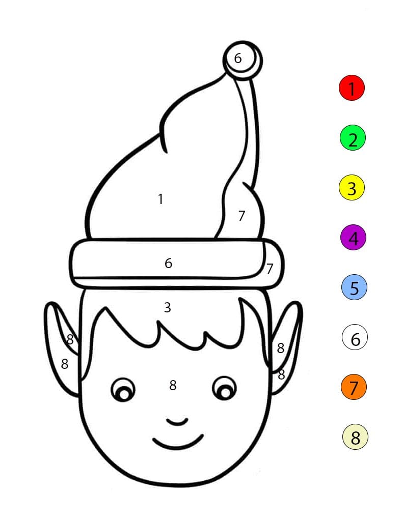 Elf Printable Color By Number