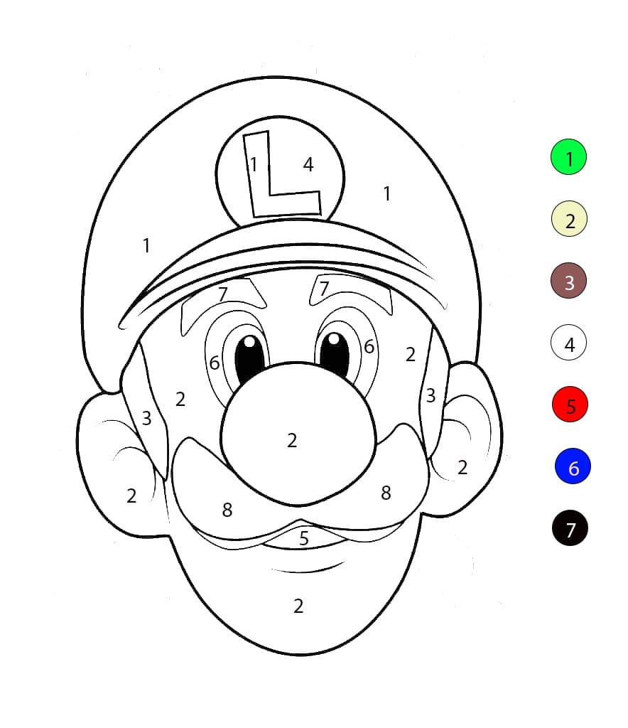Face Luigi Color By Number