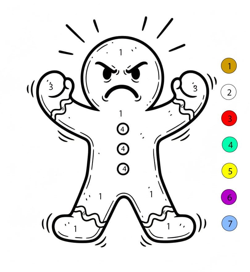 Gingerbread Man Angry Color By Number