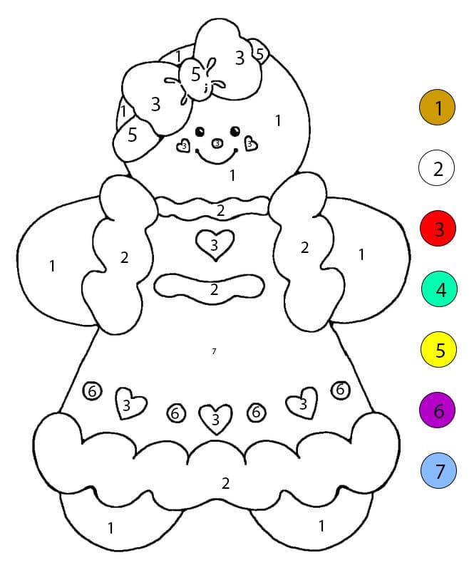 Gingerbread Man Basic Color By Number