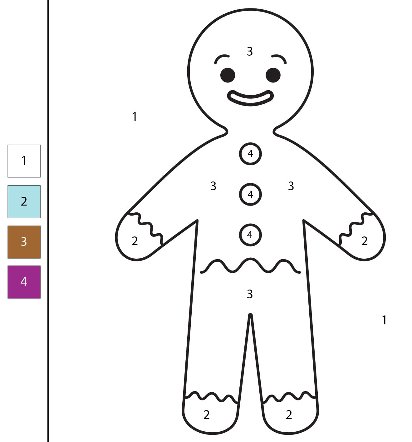 Gingerbread Man Happy Color By Number
