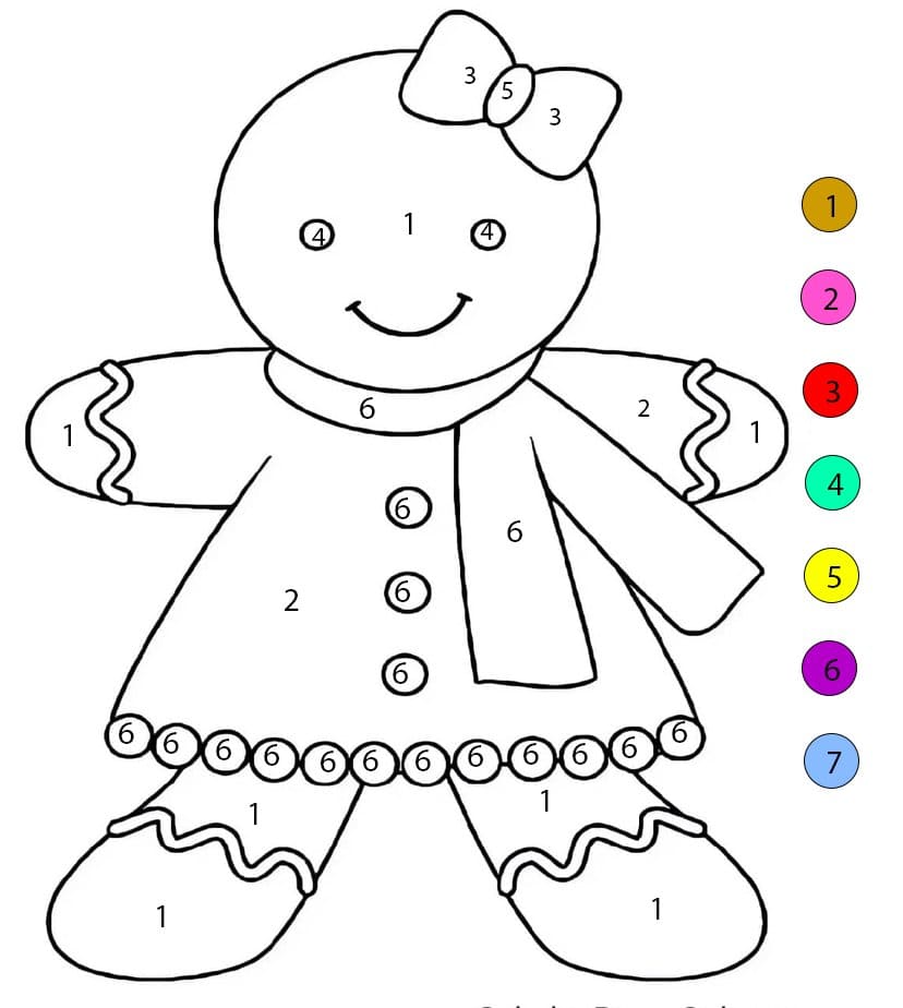 Gingerbread Man Print Color By Number