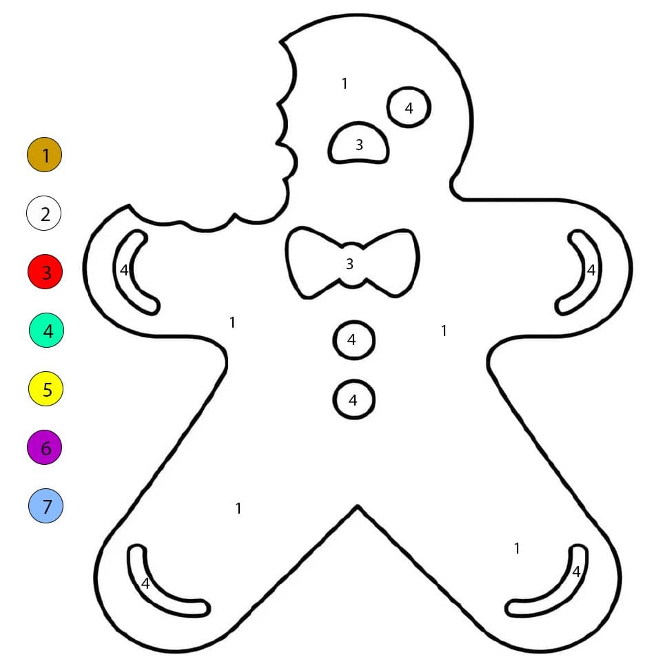 Gingerbread Man Color By Number