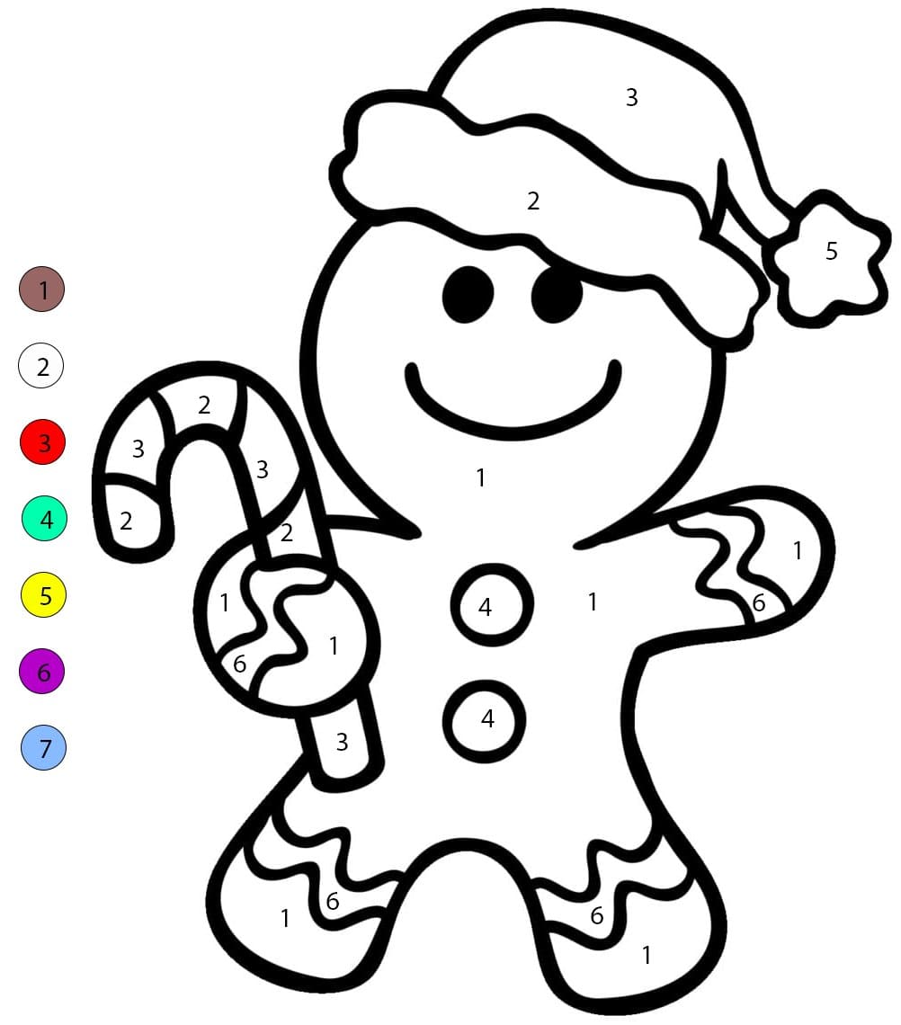 Gingerbread Man Simple Color By Number