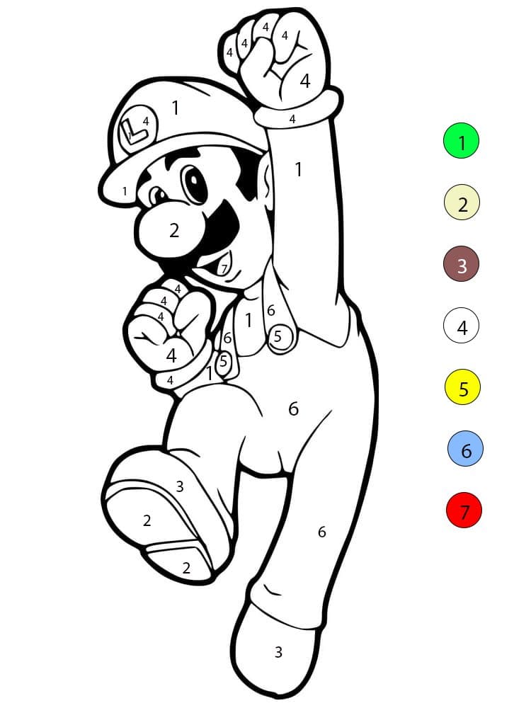 Luigi Happy Color By Number