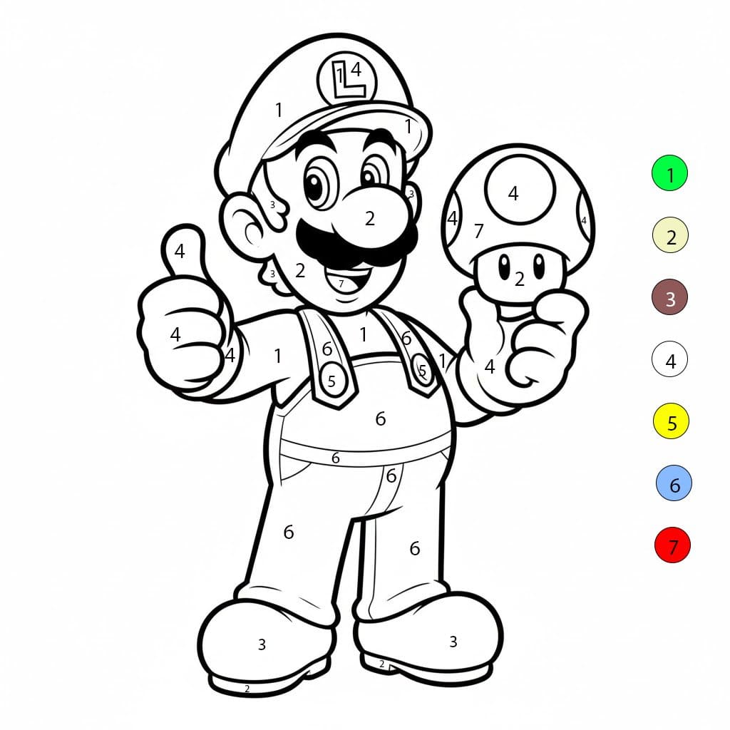 Luigi Like Color By Number
