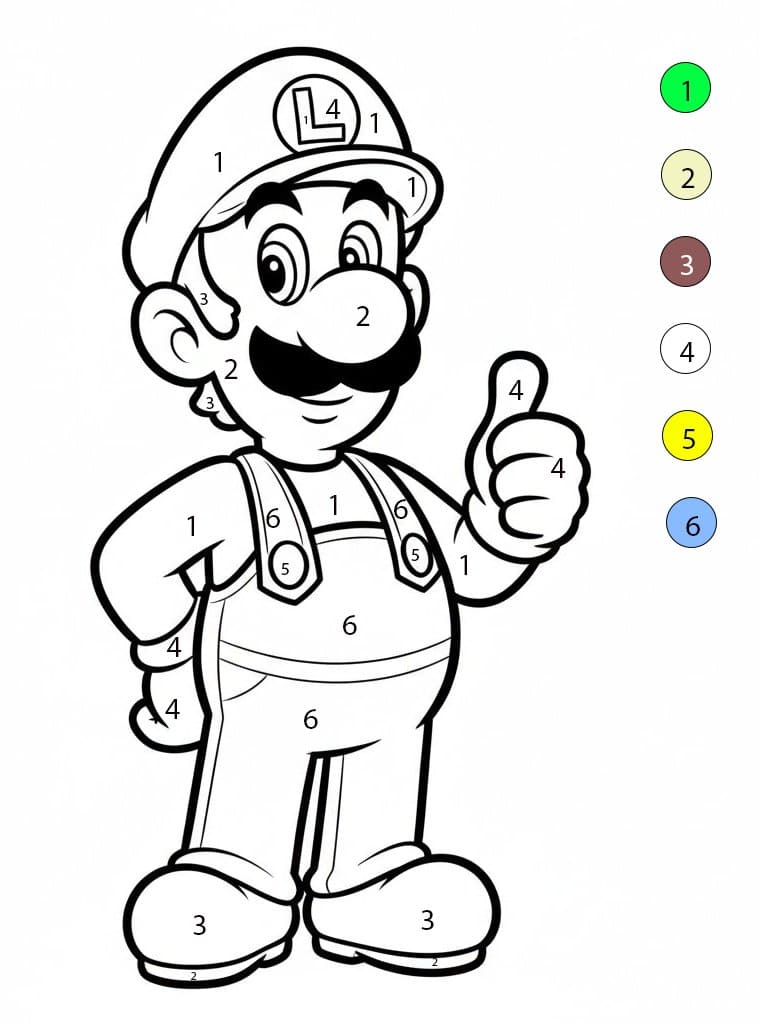 Luigi Nice Color By Number