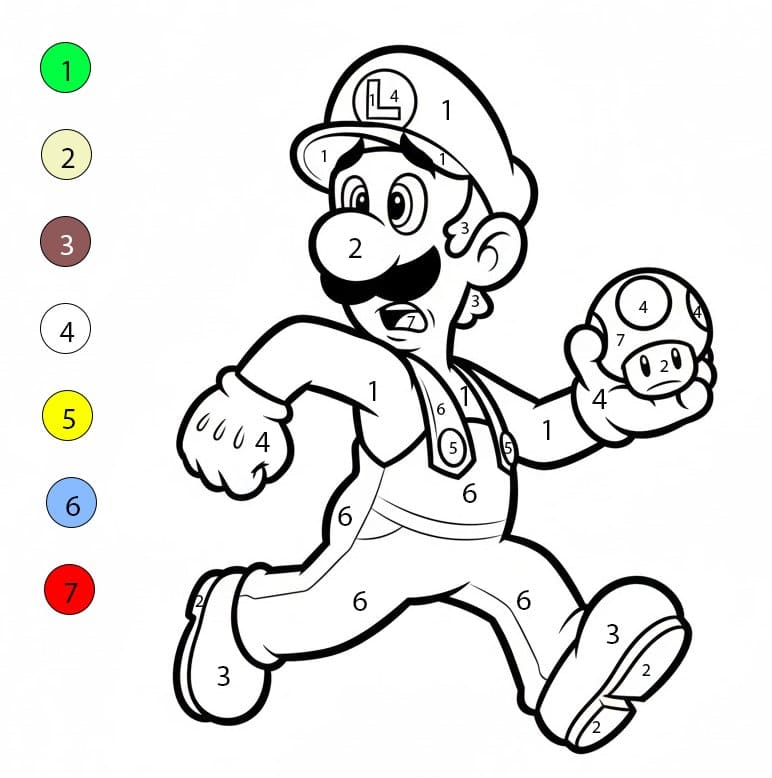 Luigi Running Color By Number
