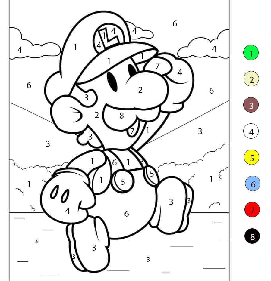 Luigi Simple Color By Number