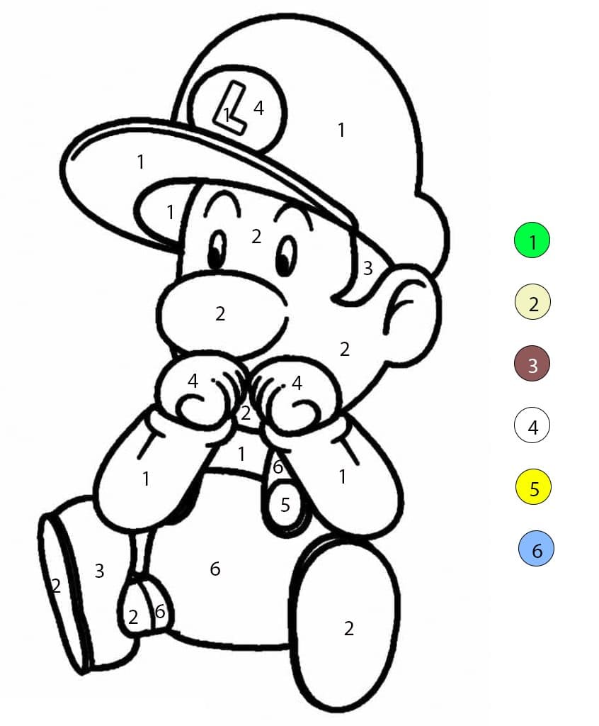 Luigi Sitting Color By Number