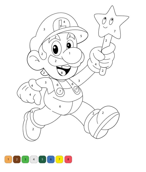 Luigi Smiling Color By Number