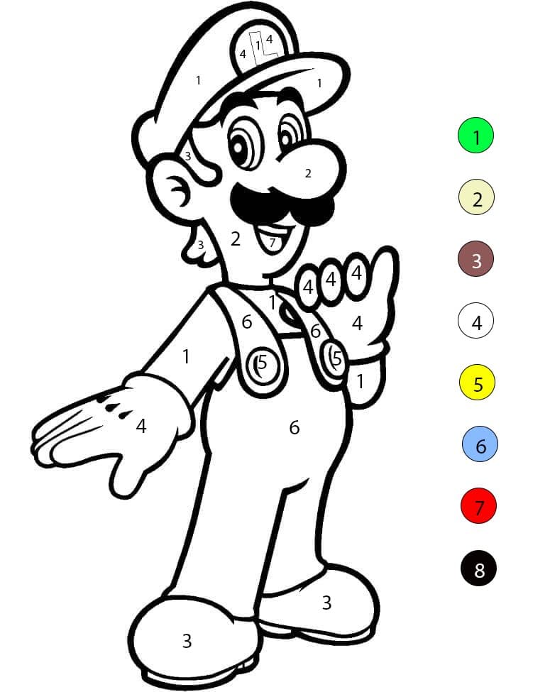Luigi Standing Color By Number