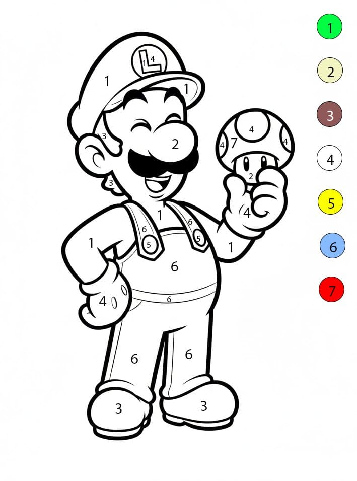 Luigi Very Happy Color By Number