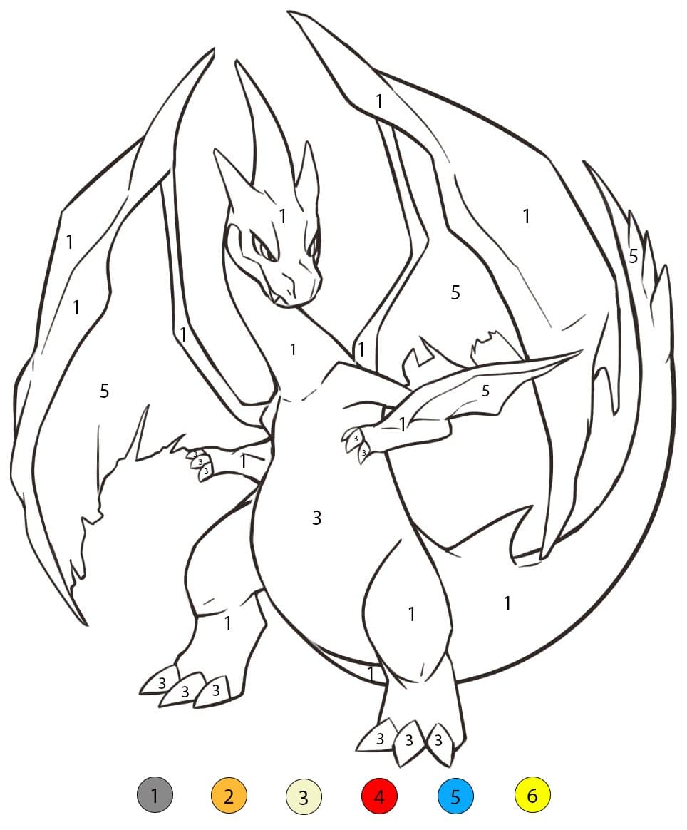 Mega Charizard Cool Color By Number