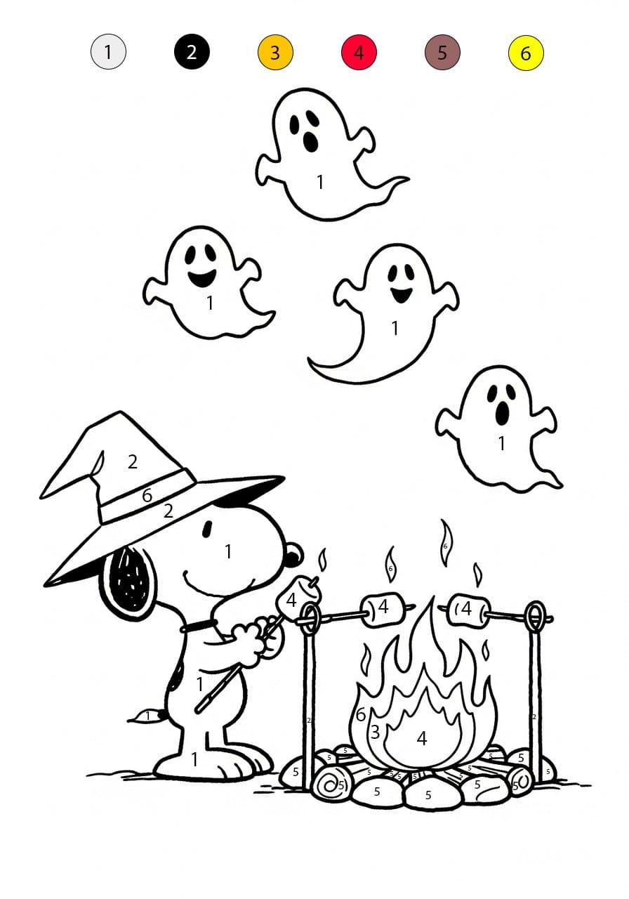 Snoopy Camping Color By Number
