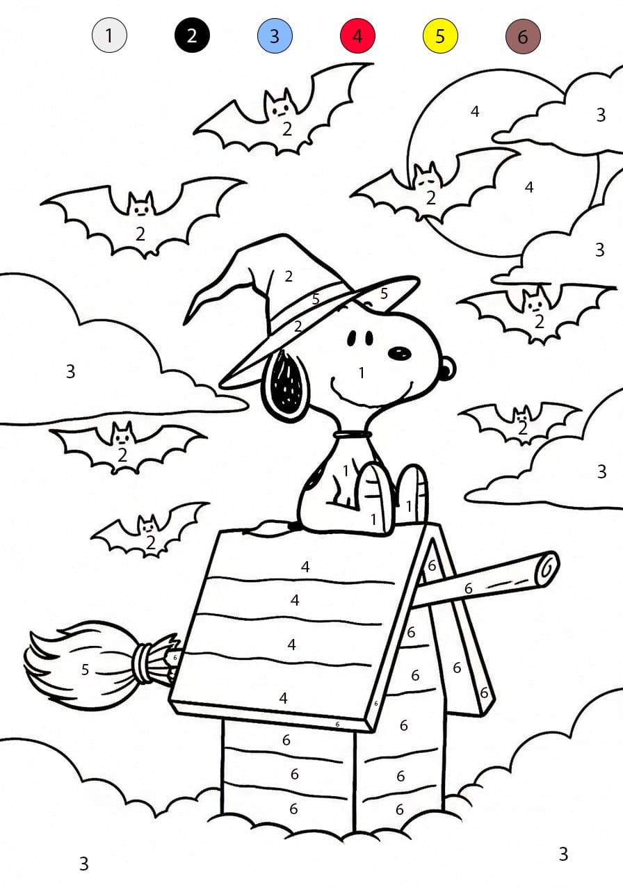 Snoopy Halloween Color By Number