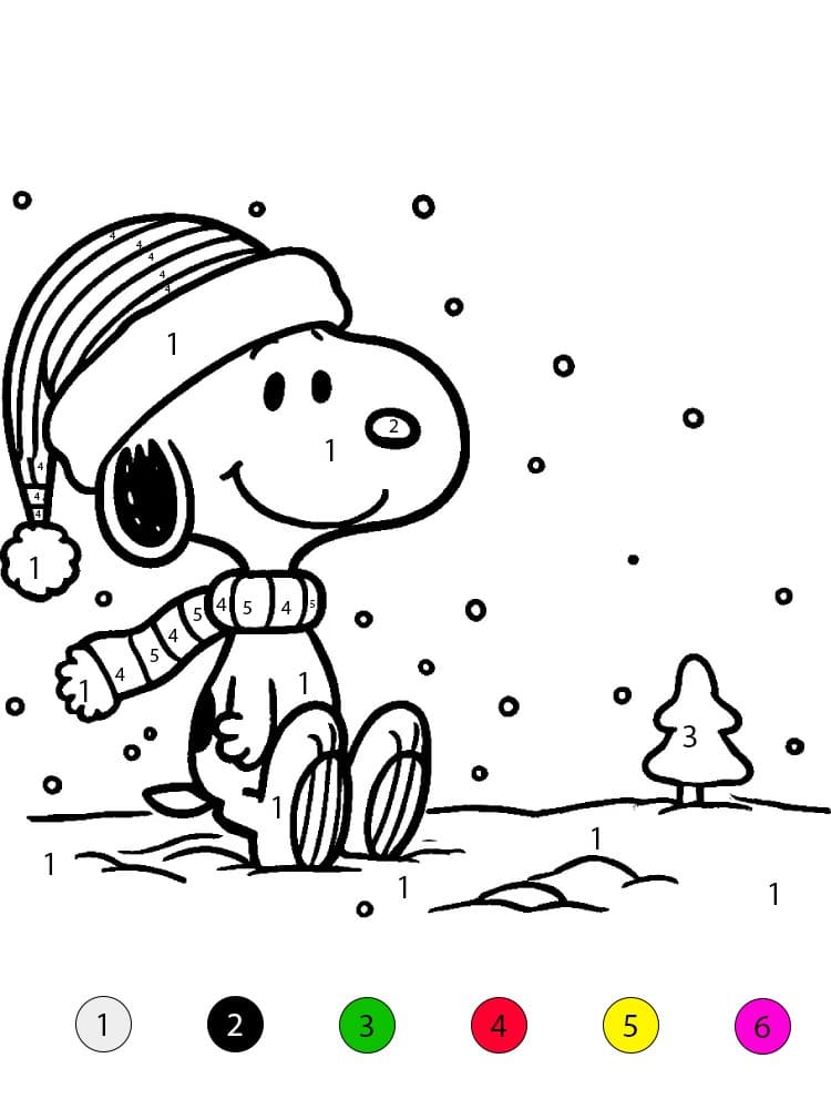 Snoopy In Winter Color By Number