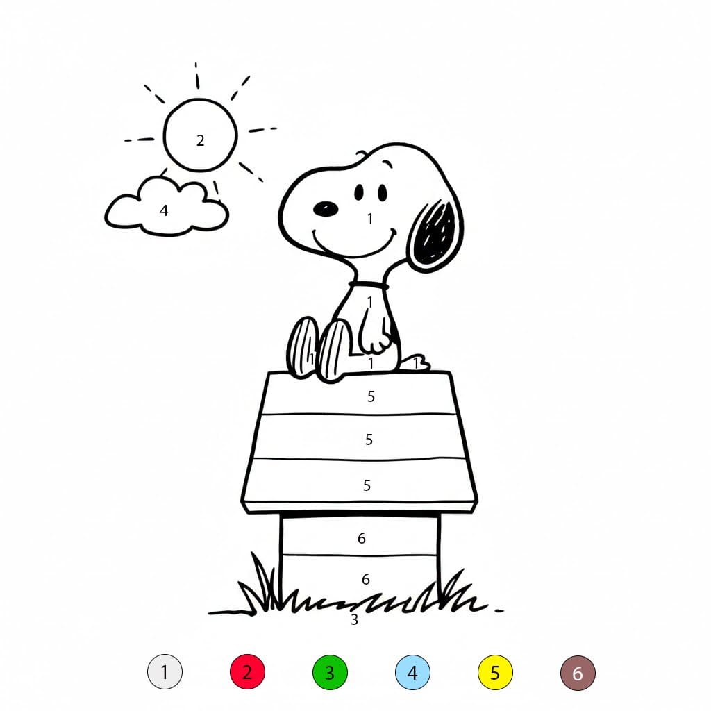 Snoopy On House Color By Number