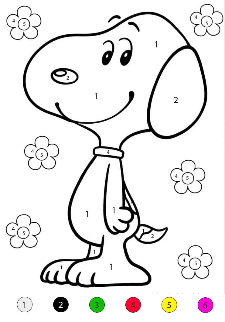 Snoopy Smiling Color By Number