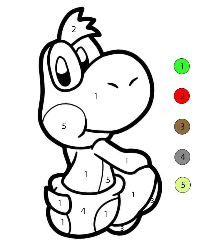 Yoshi Sitting Color By Number