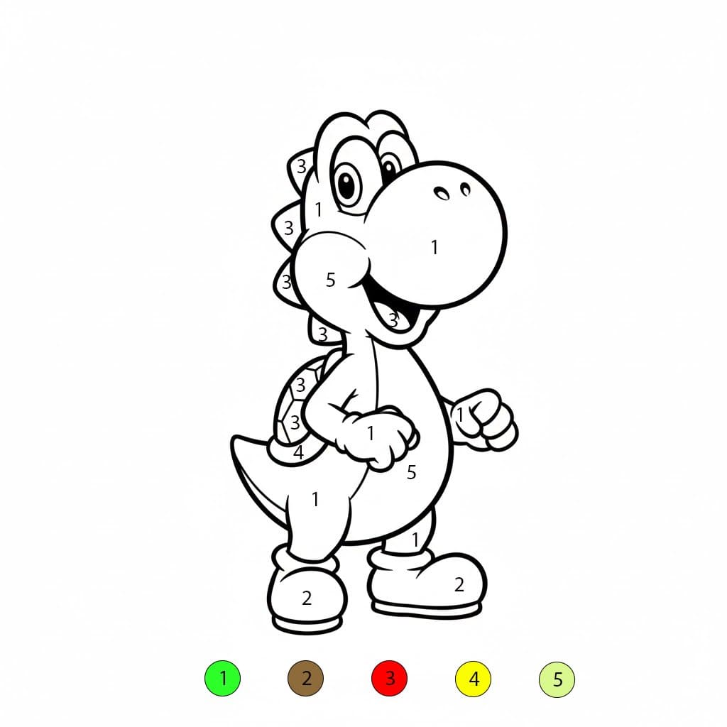 Yoshi Smiling Color By Number