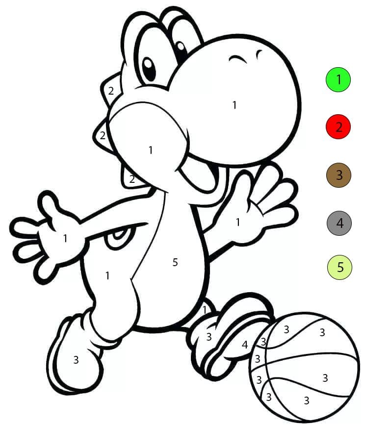 Yoshi With Ball Color By Number