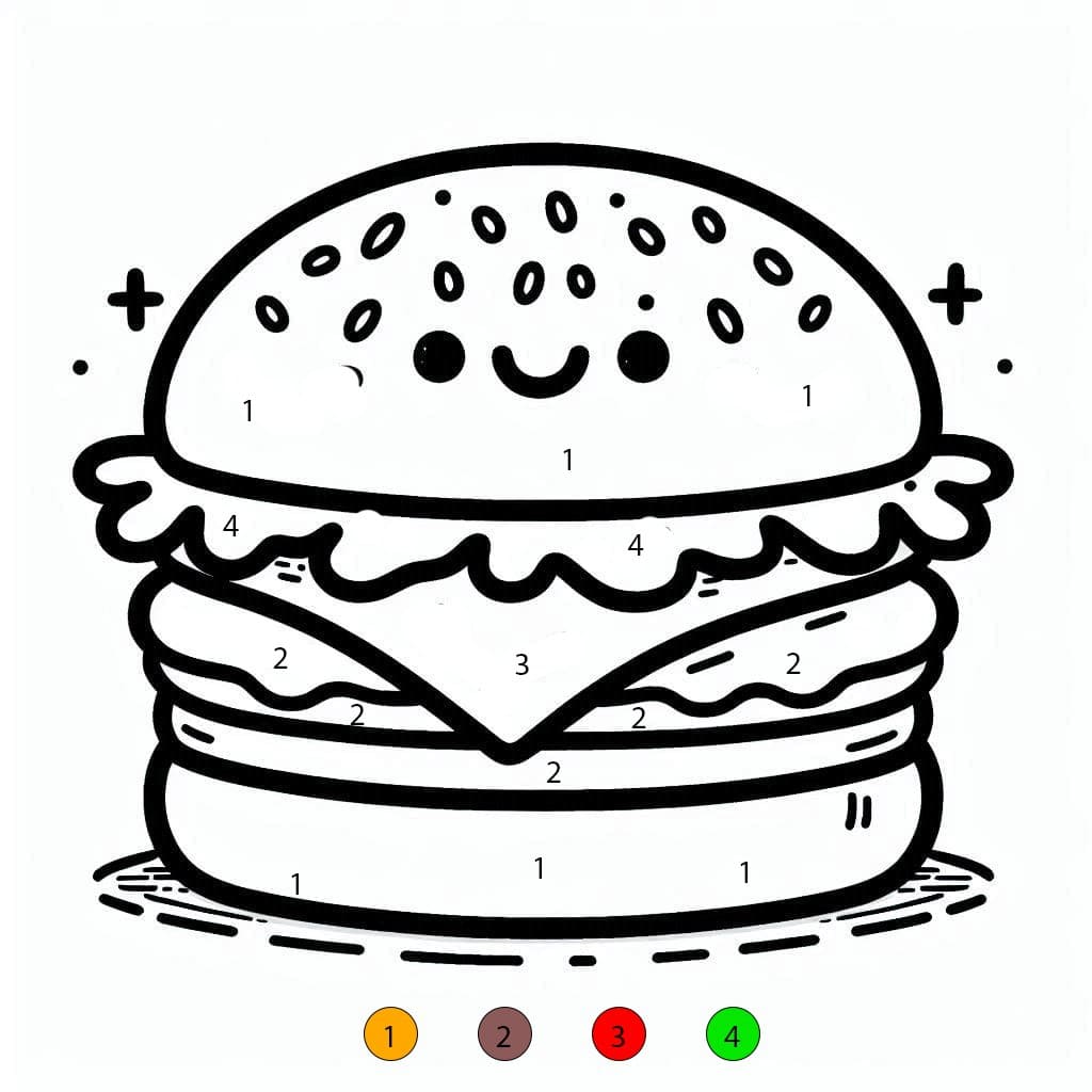 A Big Hamburger Color By Number