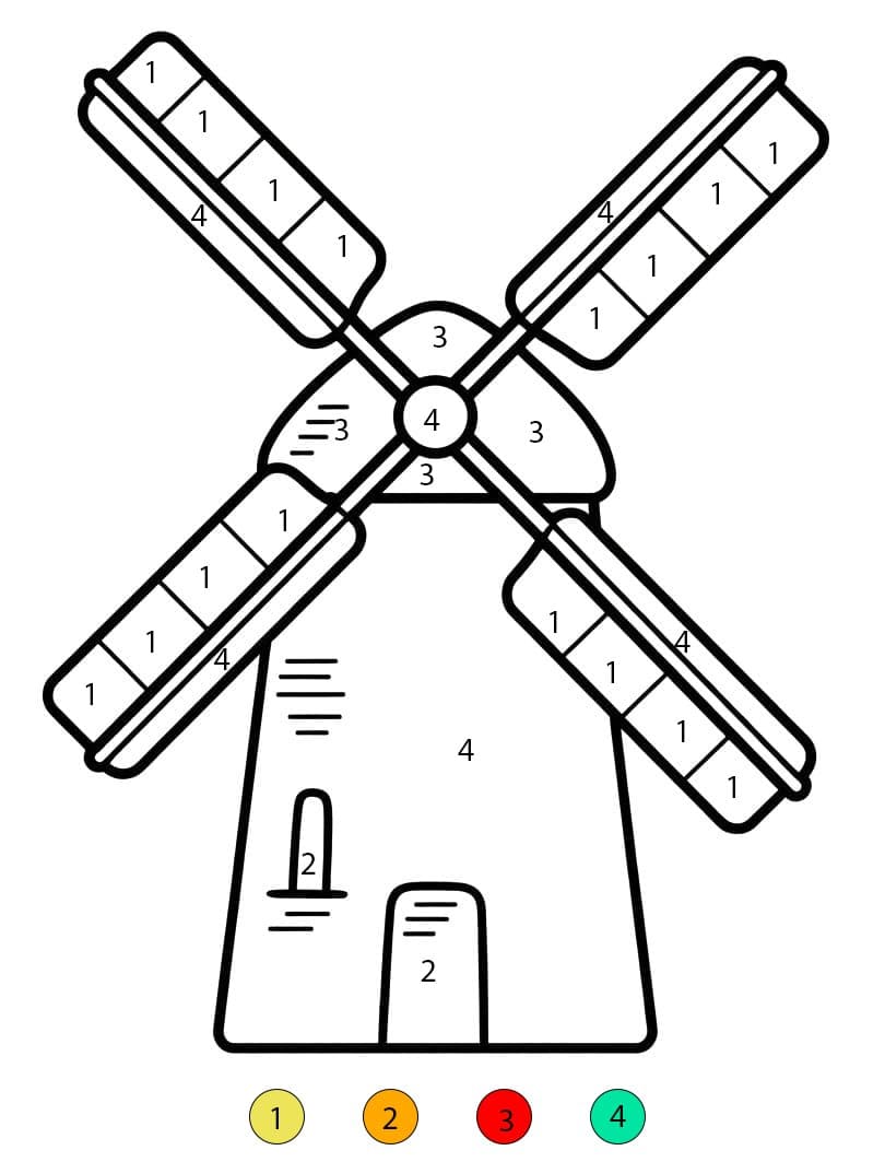 A Simple Windmill Color By Number