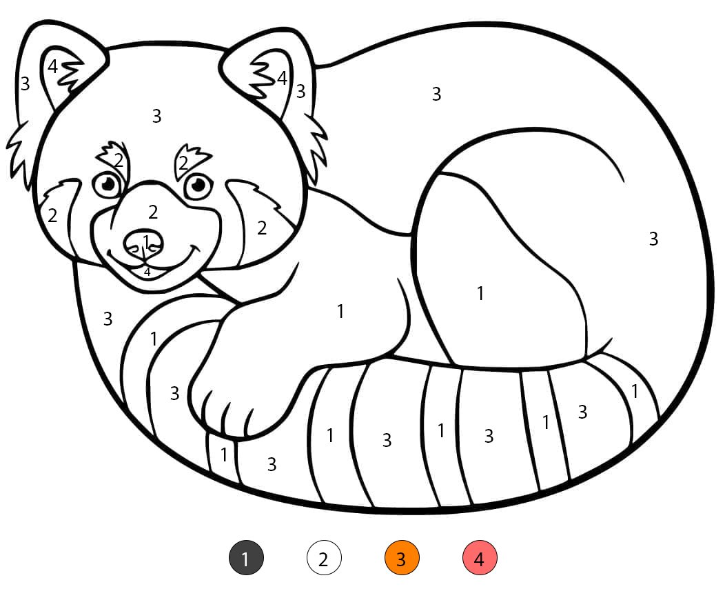 A Smiling Red Panda Color By Number