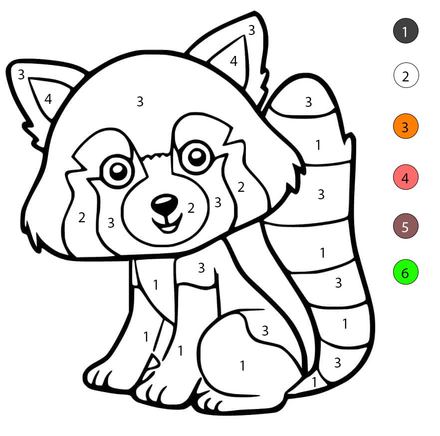 A Very Cute Red Panda Color By Number