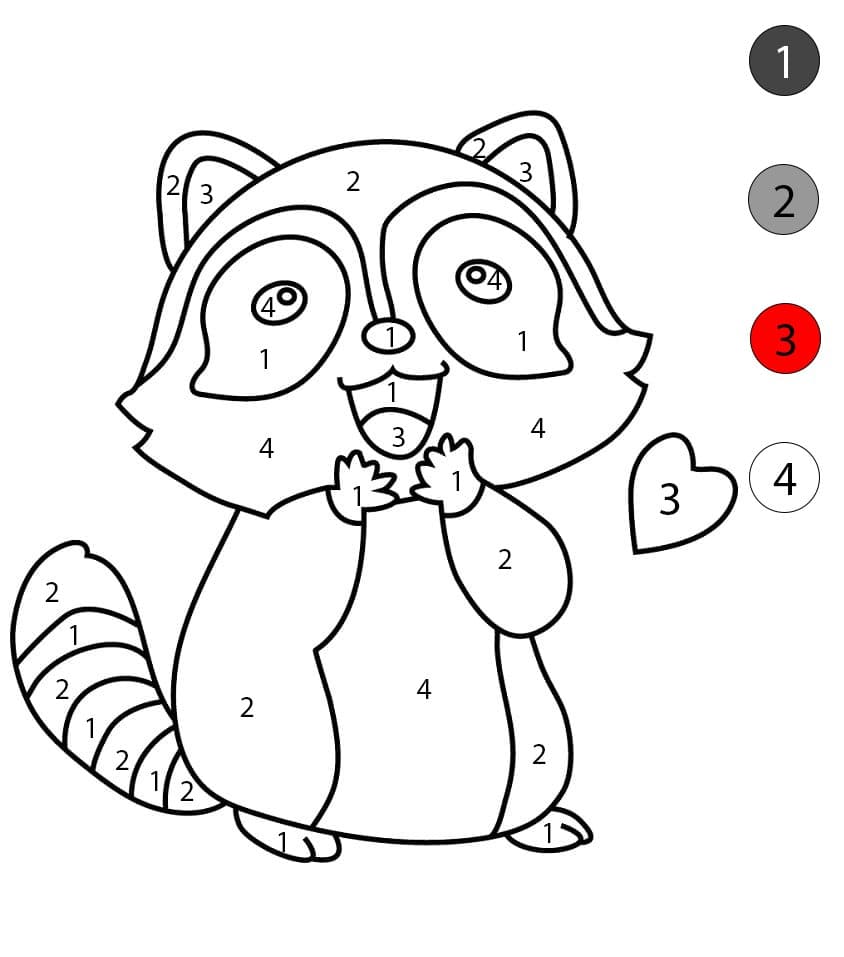 Adorable Raccoon Color By Number