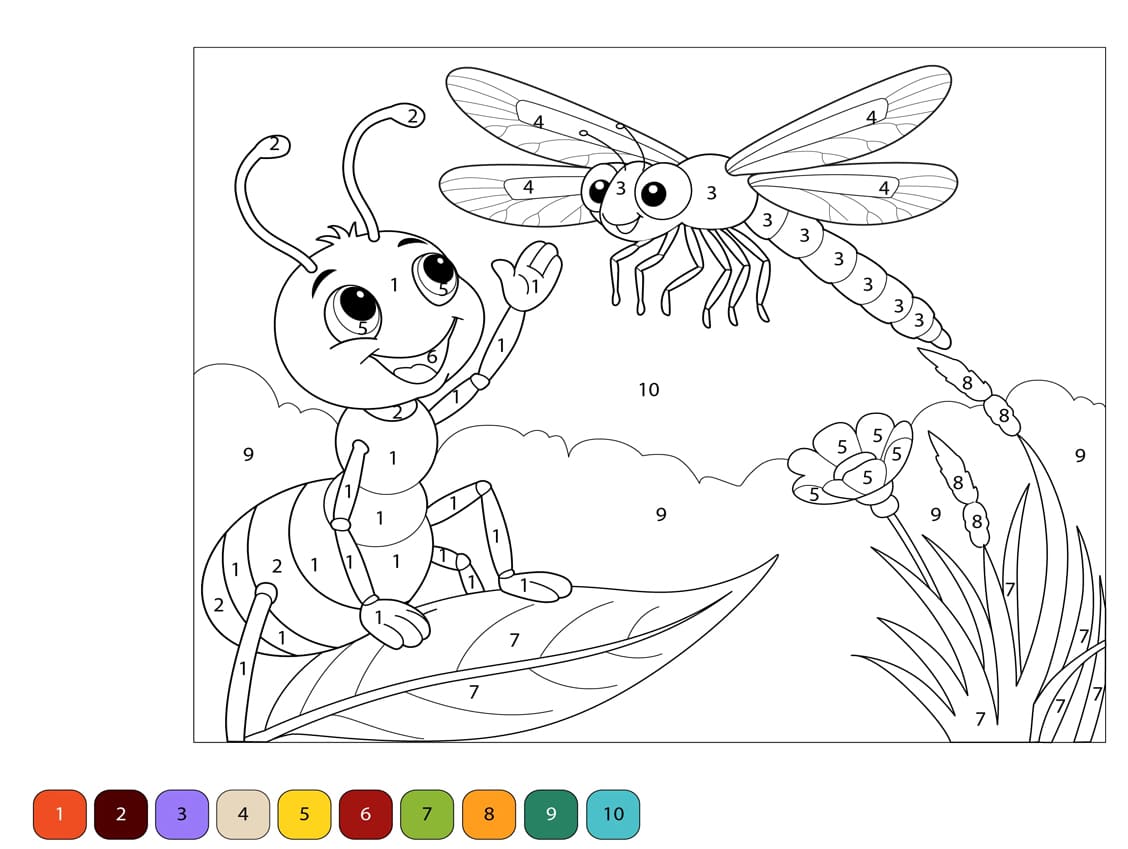 Ant And Butterfly Color By Number