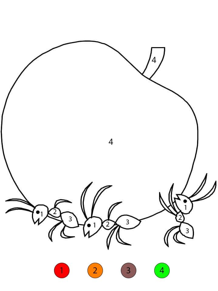 Ant With Apple Color By Number