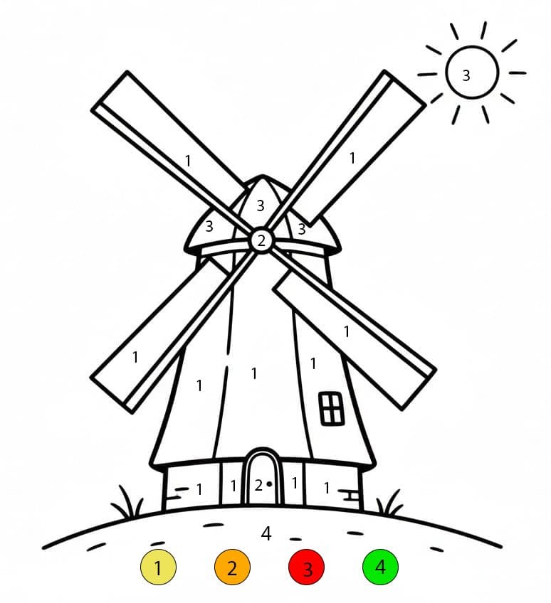 Basic Windmill Color By Number