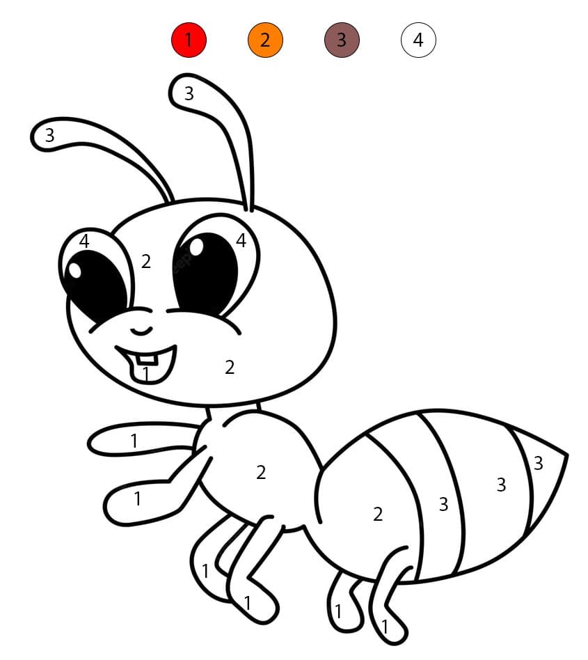 Cartoon Ant Color By Number
