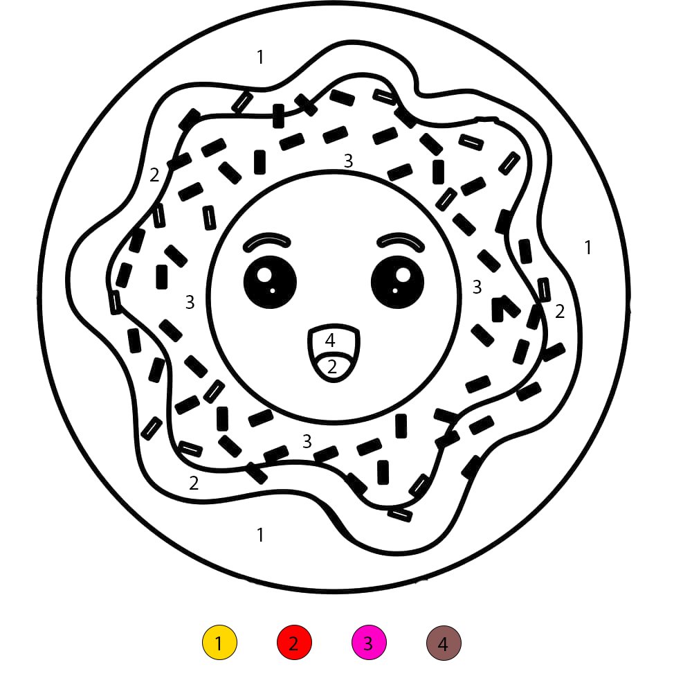 Cartoon Donut Color By Number