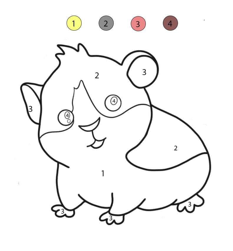Cartoon Hamster Color By Number