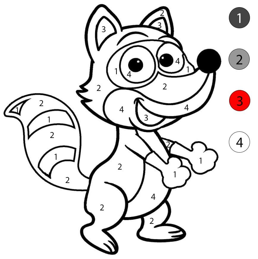 Cartoon Raccoon Color By Number