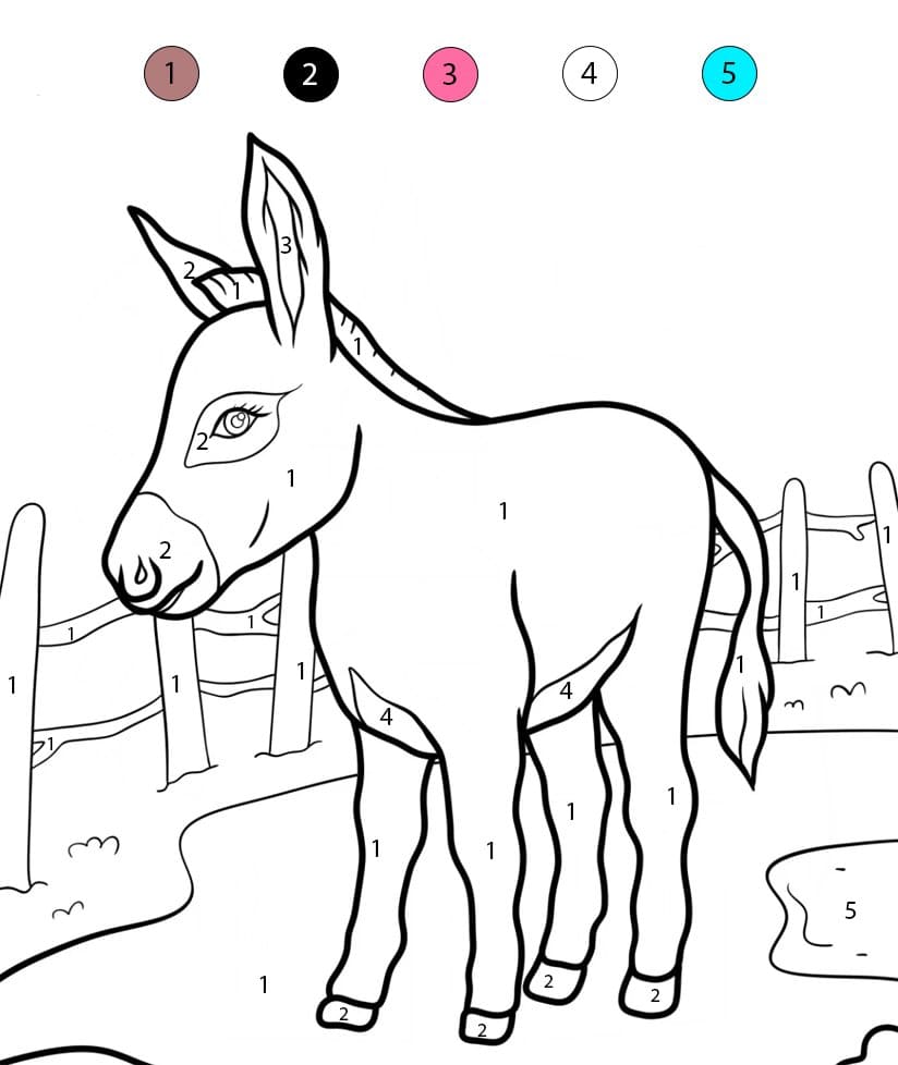 Cheerful Donkey Color By Number