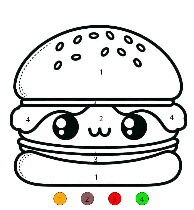 Cute Burger Color By Number