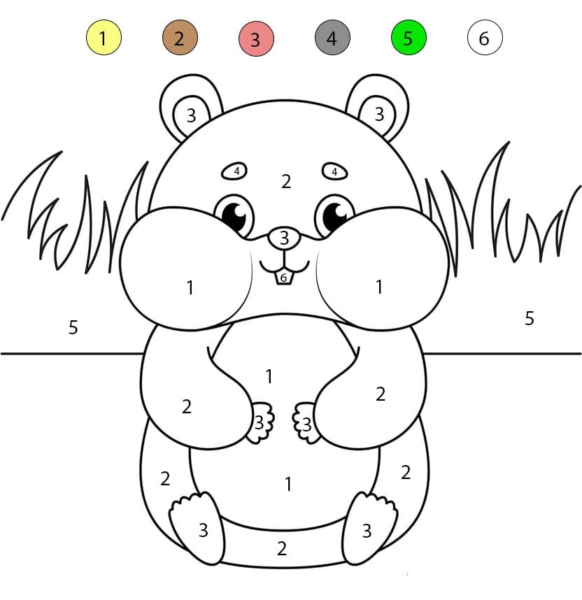 Cute Hamster Sitting Color By Number