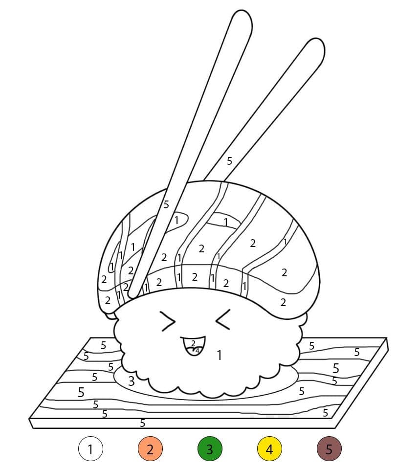Cute Sushi Color By Number