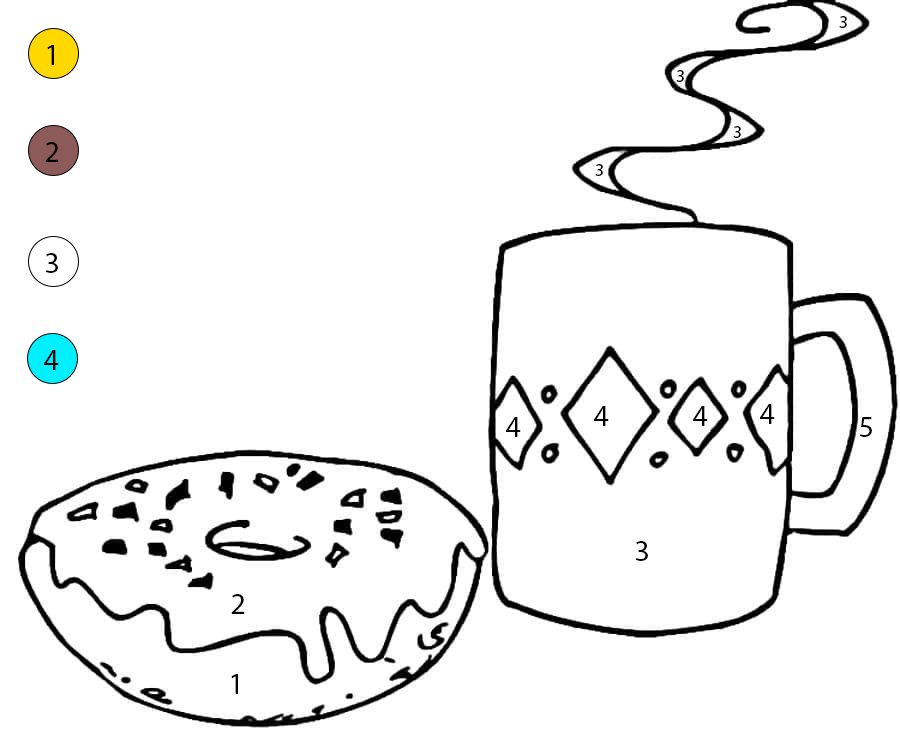 Donut and Coffee Color By Number