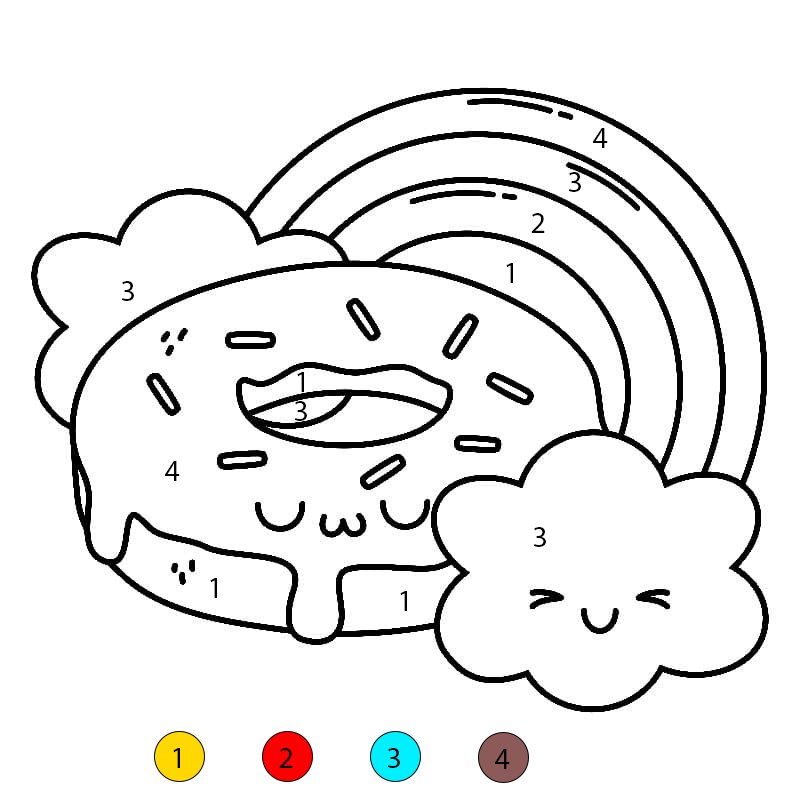 Donut and Rainbow Color By Number