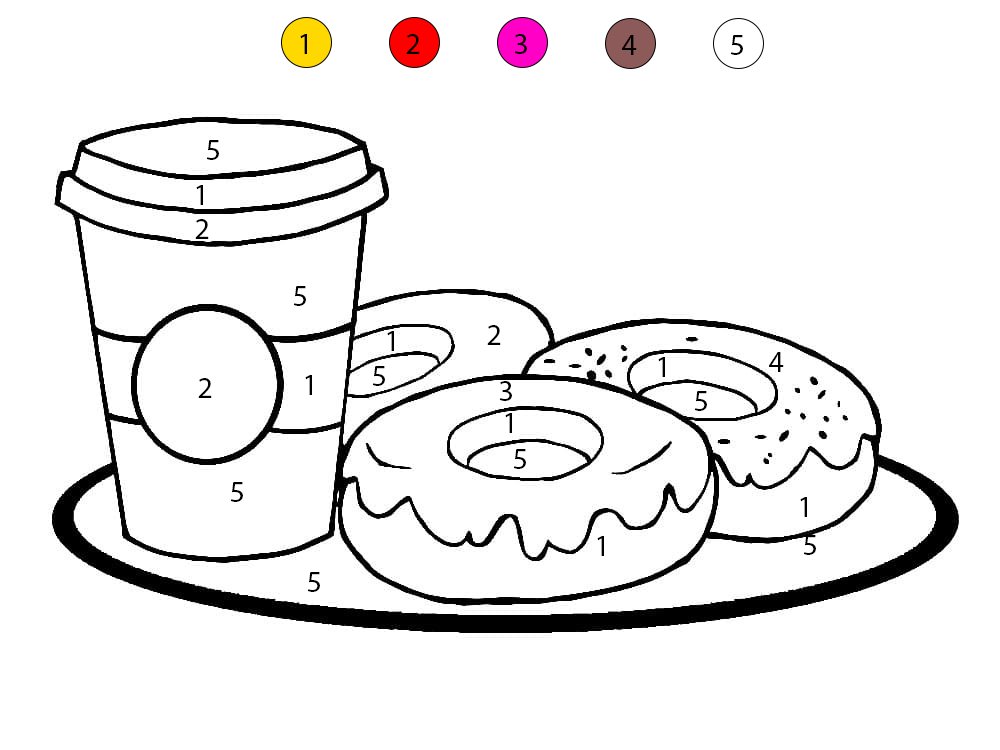 Donuts and Drink Color By Number