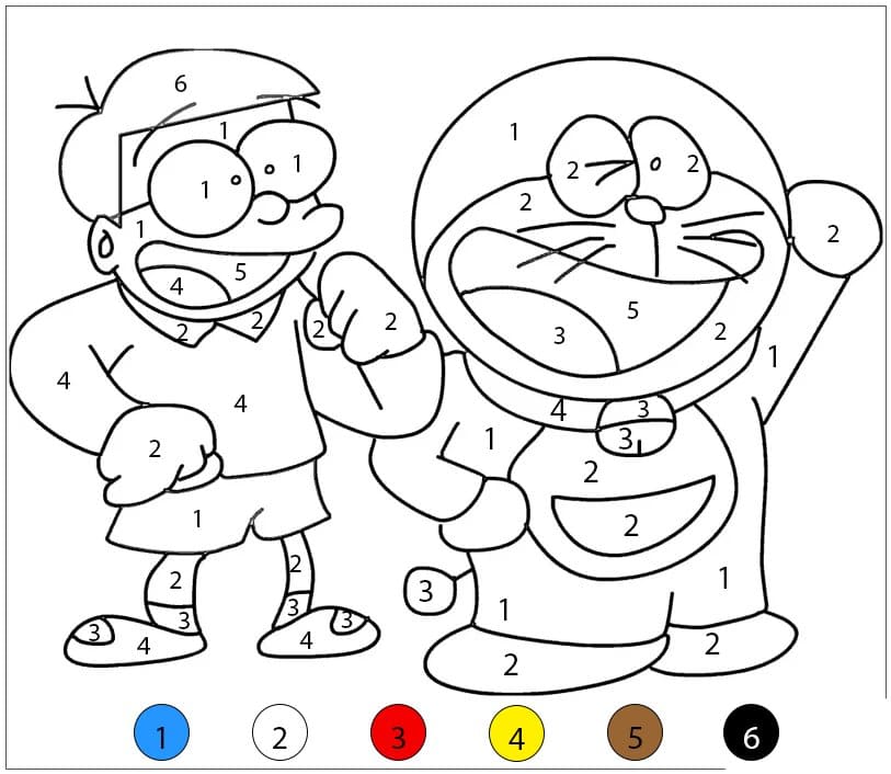 Doraemon And Nobita Color By Number