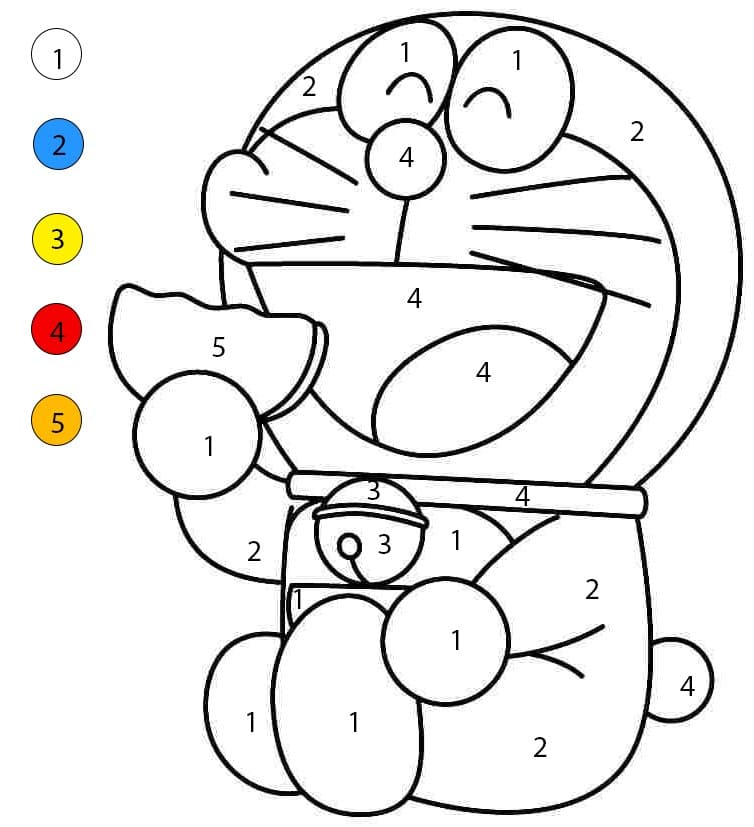 Doraemon Is Eating Dorayaki Color By Number