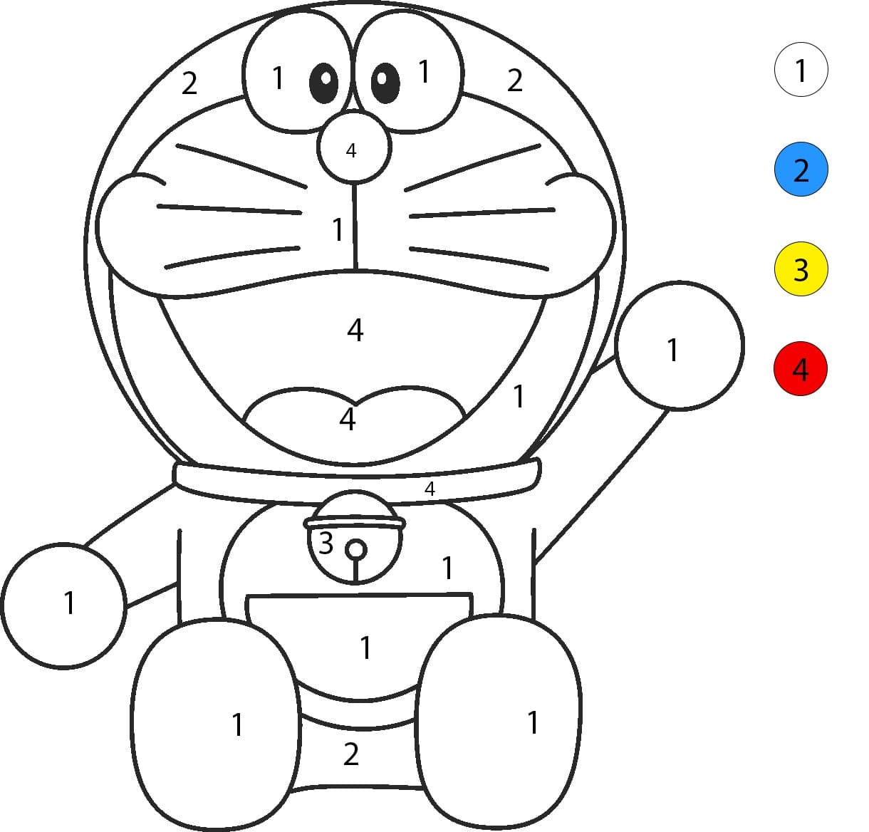 Doraemon Is Waving Hand Color By Number