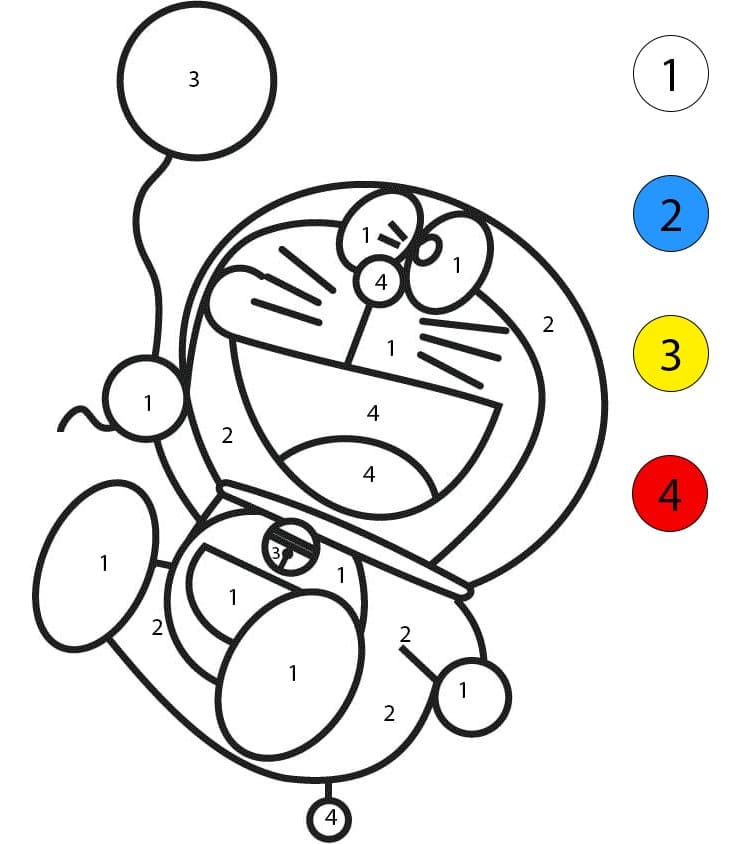 Doraemon with A Balloon Color By Number